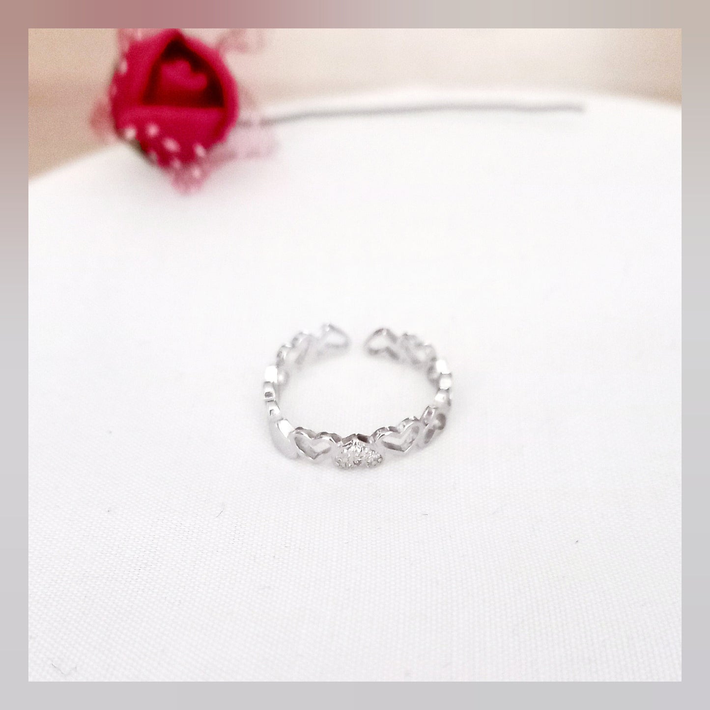 Anillo corazones en plata