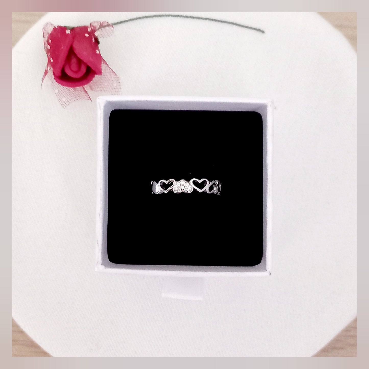 Anillo corazones en plata