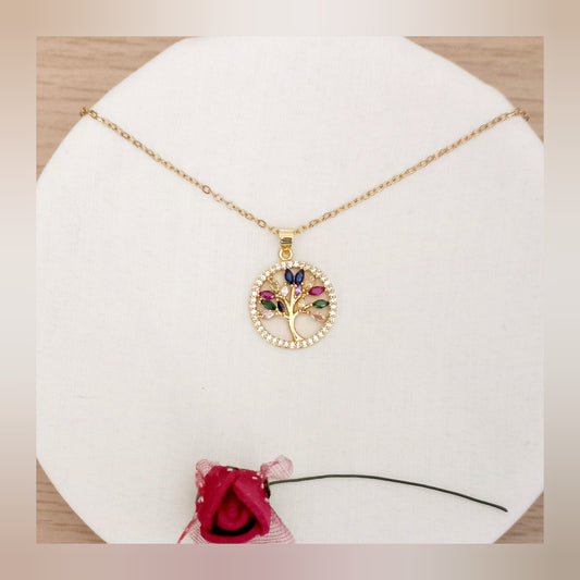Collar Árbol de la vida multicolor acero