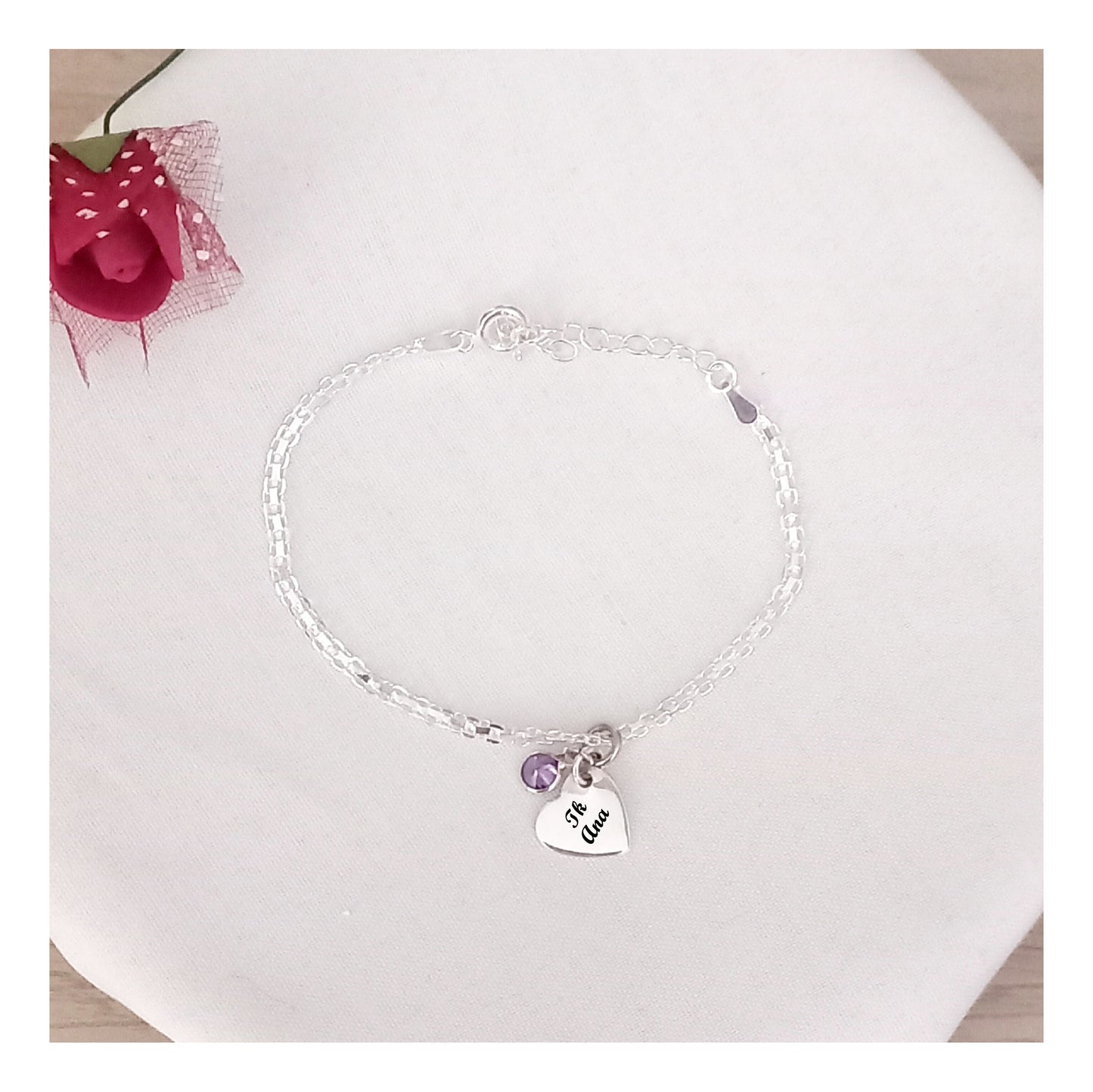 Pulsera personalizada placa + circonita