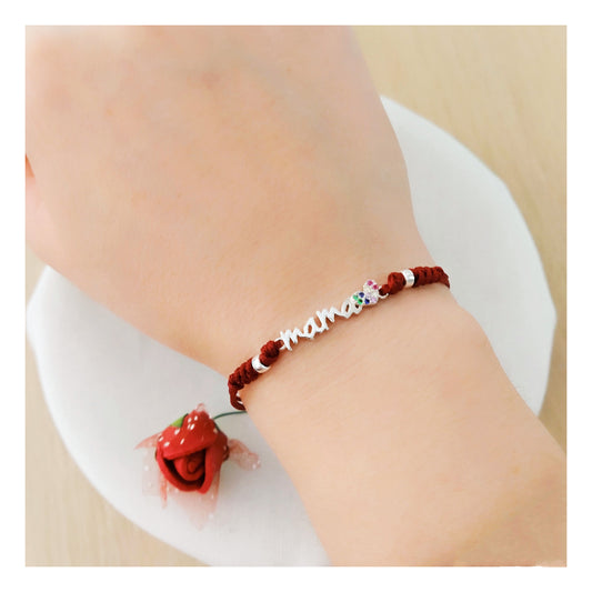 Pulsera cuerda Mamá corazón plata