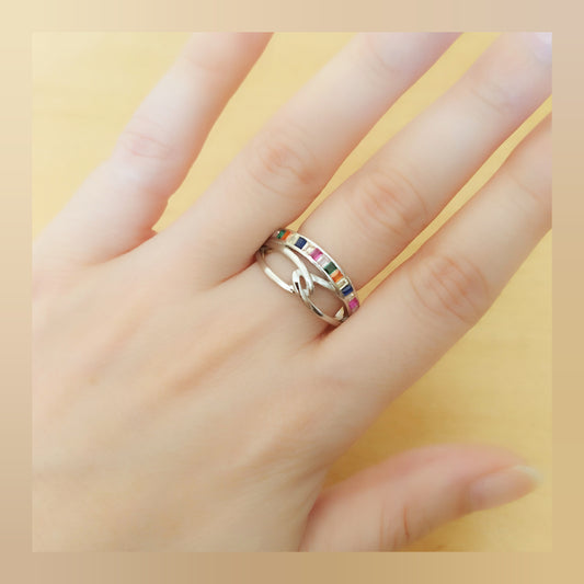 Anillo ancho Circonitas plata