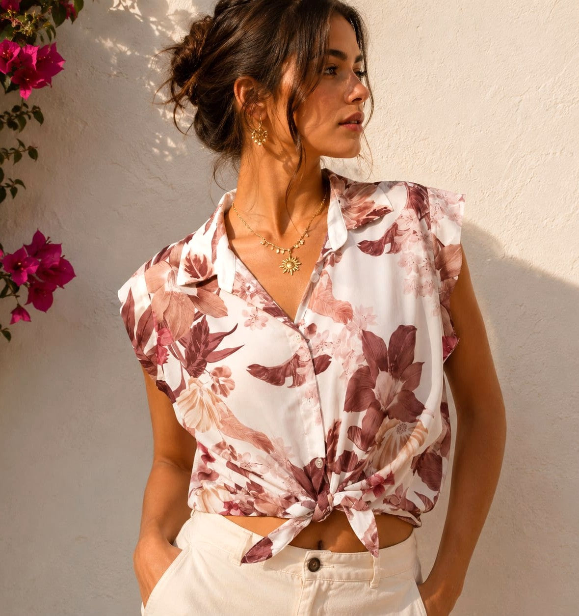 Camisa Blanca Flores
