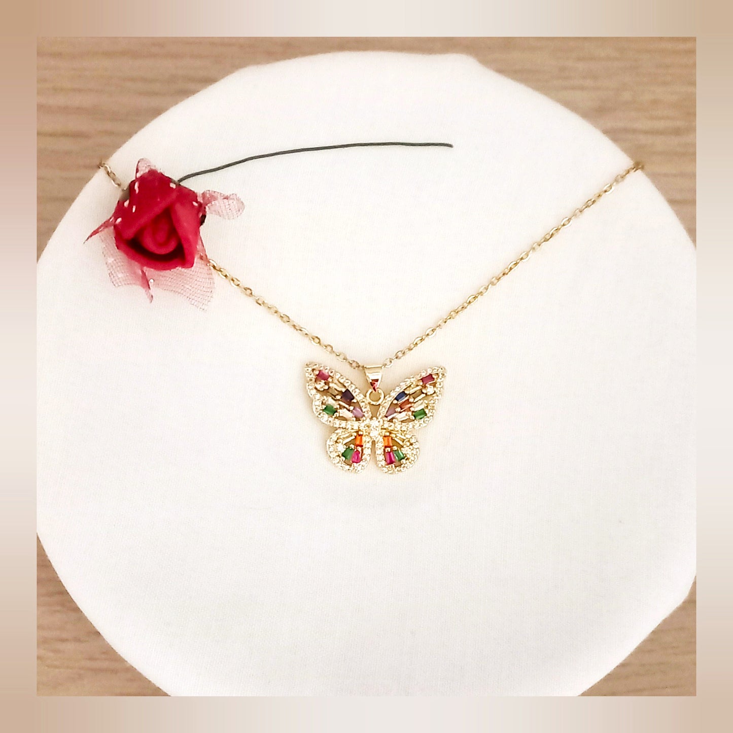 Collar Mariposa Brillante Acero