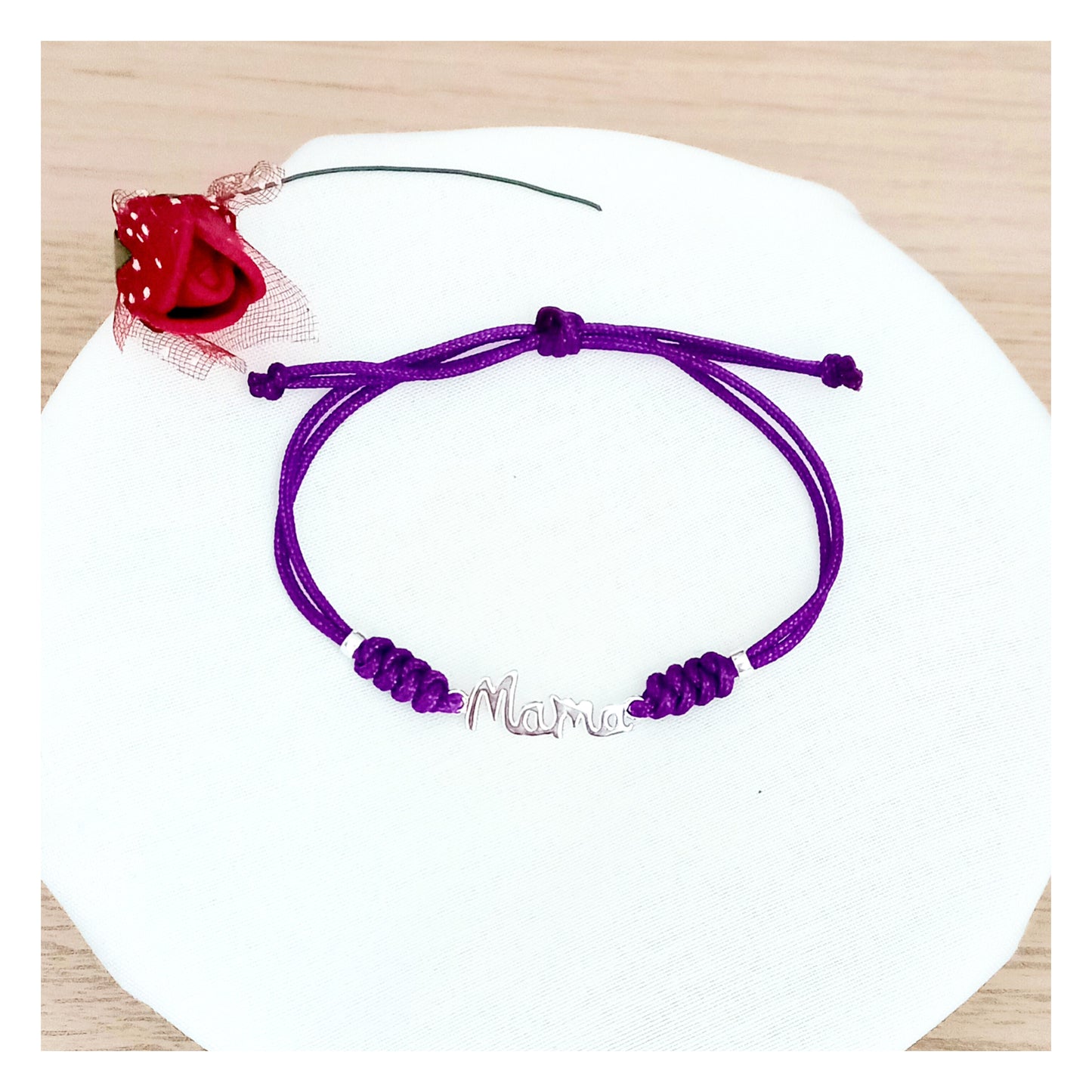 Pulsera cuerda mamá plata