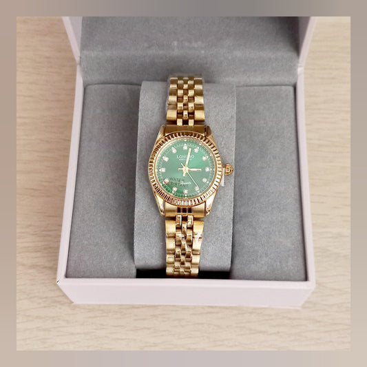 Reloj acero Verde y dorado mujer