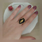 Anillo Rombo negro ajustable acero