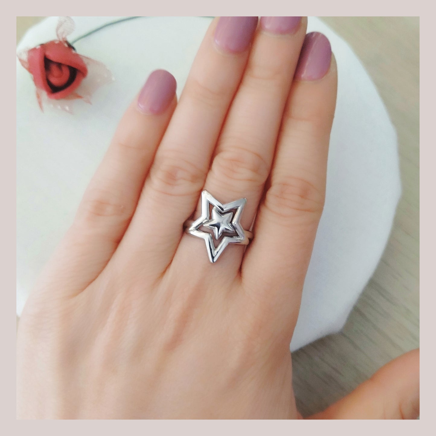 Anillo Estrella doble acero ajustable