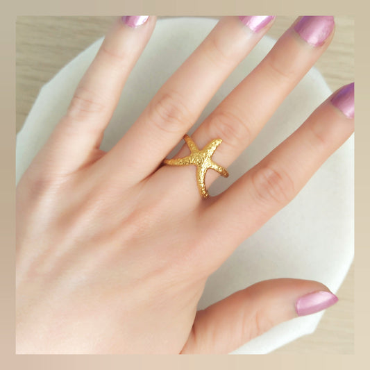 Anillo estrella de mar acero