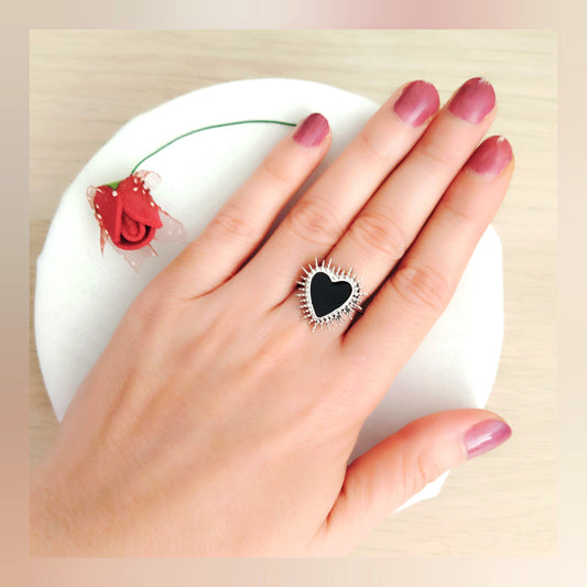 Anillo Corazón negro acero