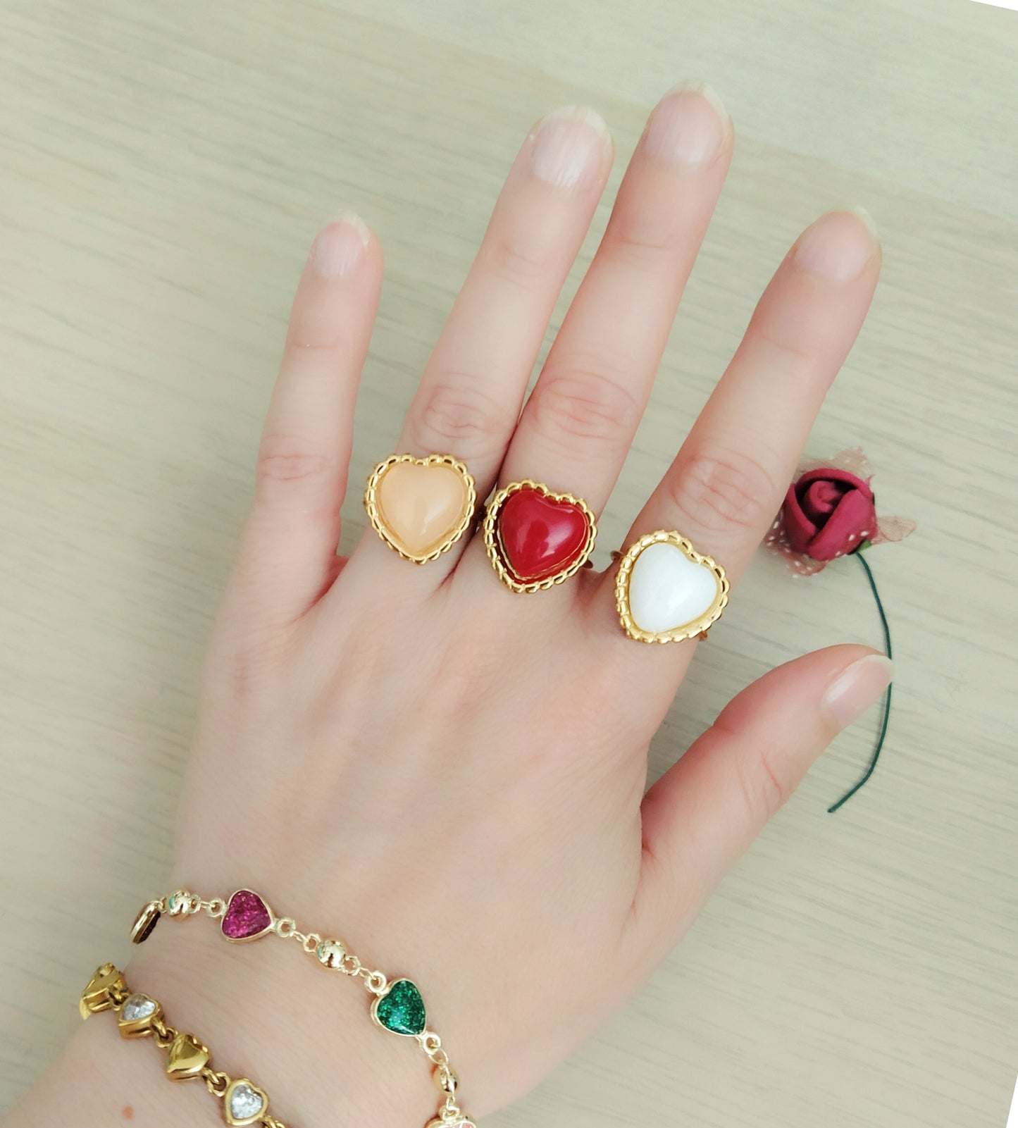 Anillo Corazón piedra acero