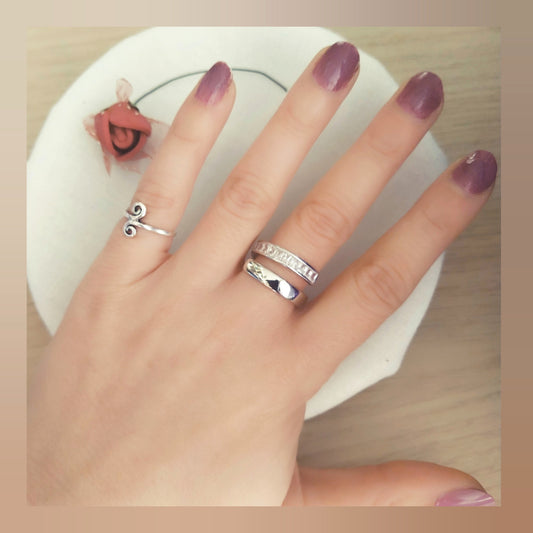 Anillo ajustable cristales plata