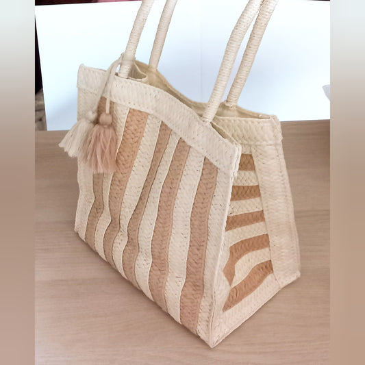 Bolsa rafia rayas mujer
