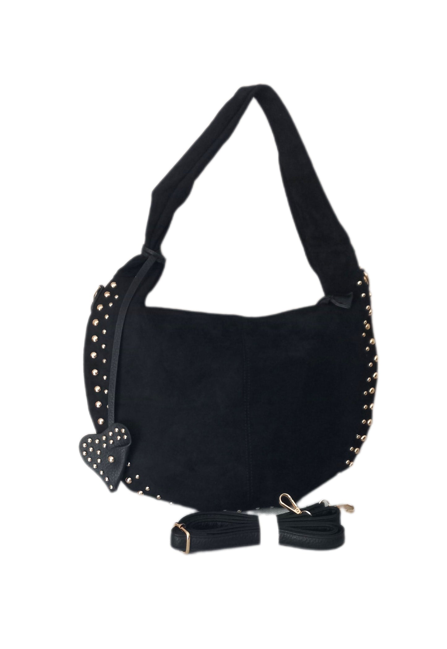 bolso negro con remaches y diseño moderno para mujer