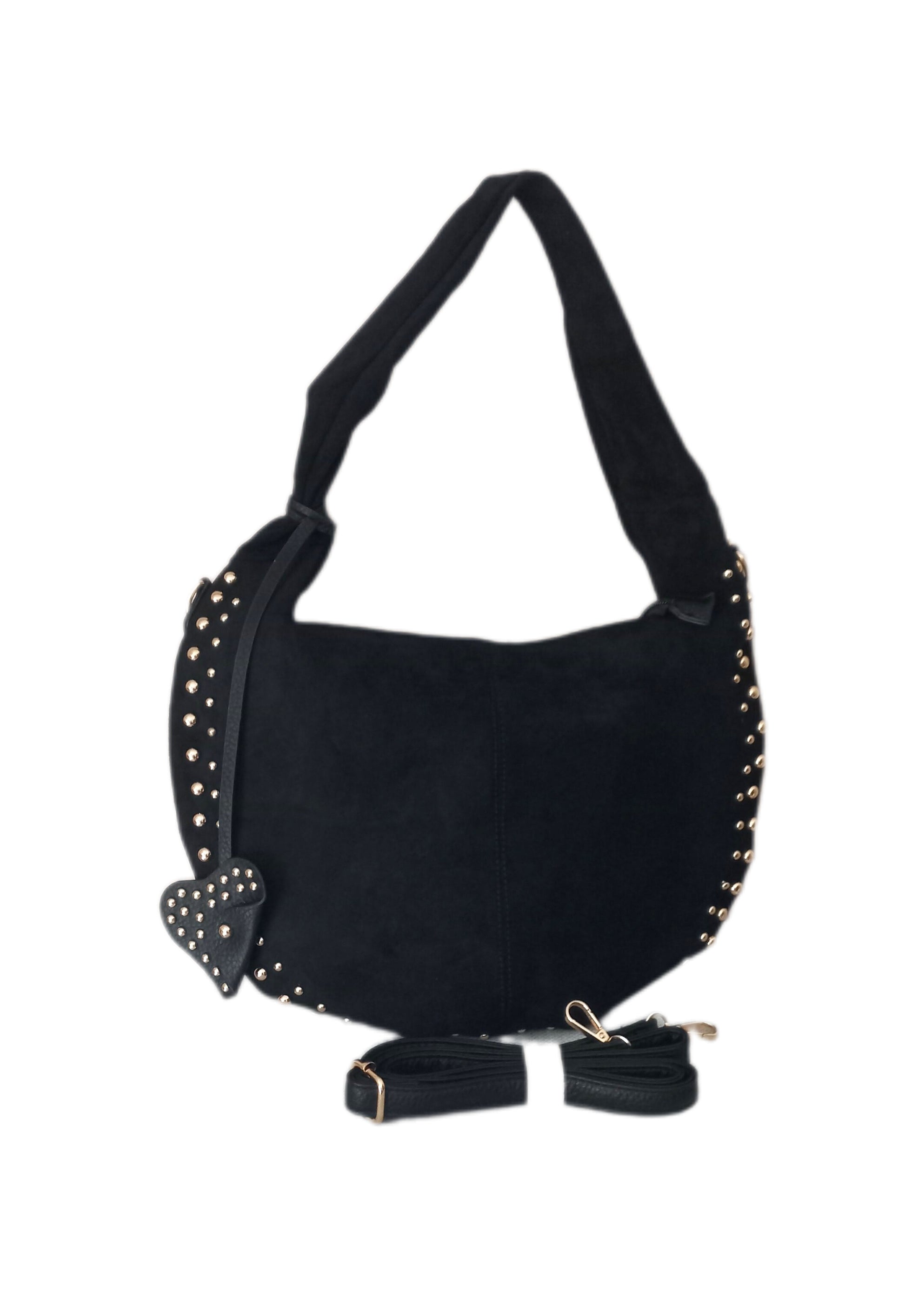 bolso negro con remaches y diseño moderno para mujer