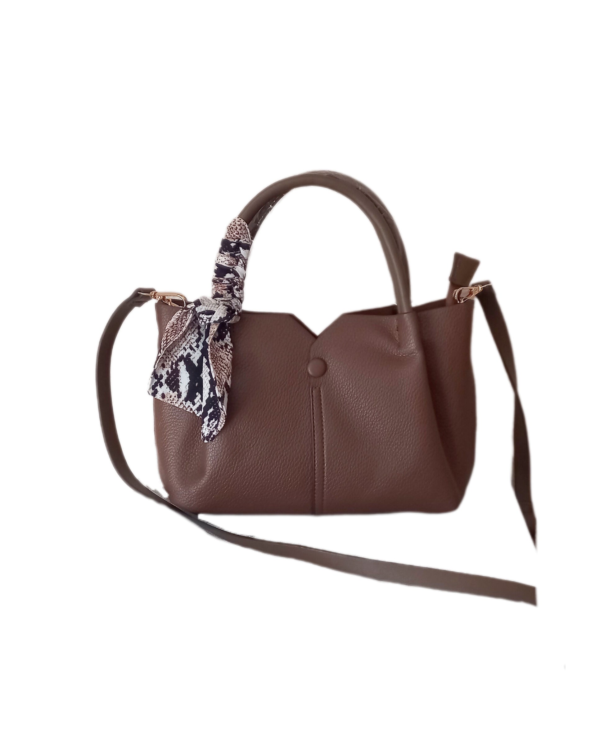 bolso marrón de mano y de hombro con neceser para mujer