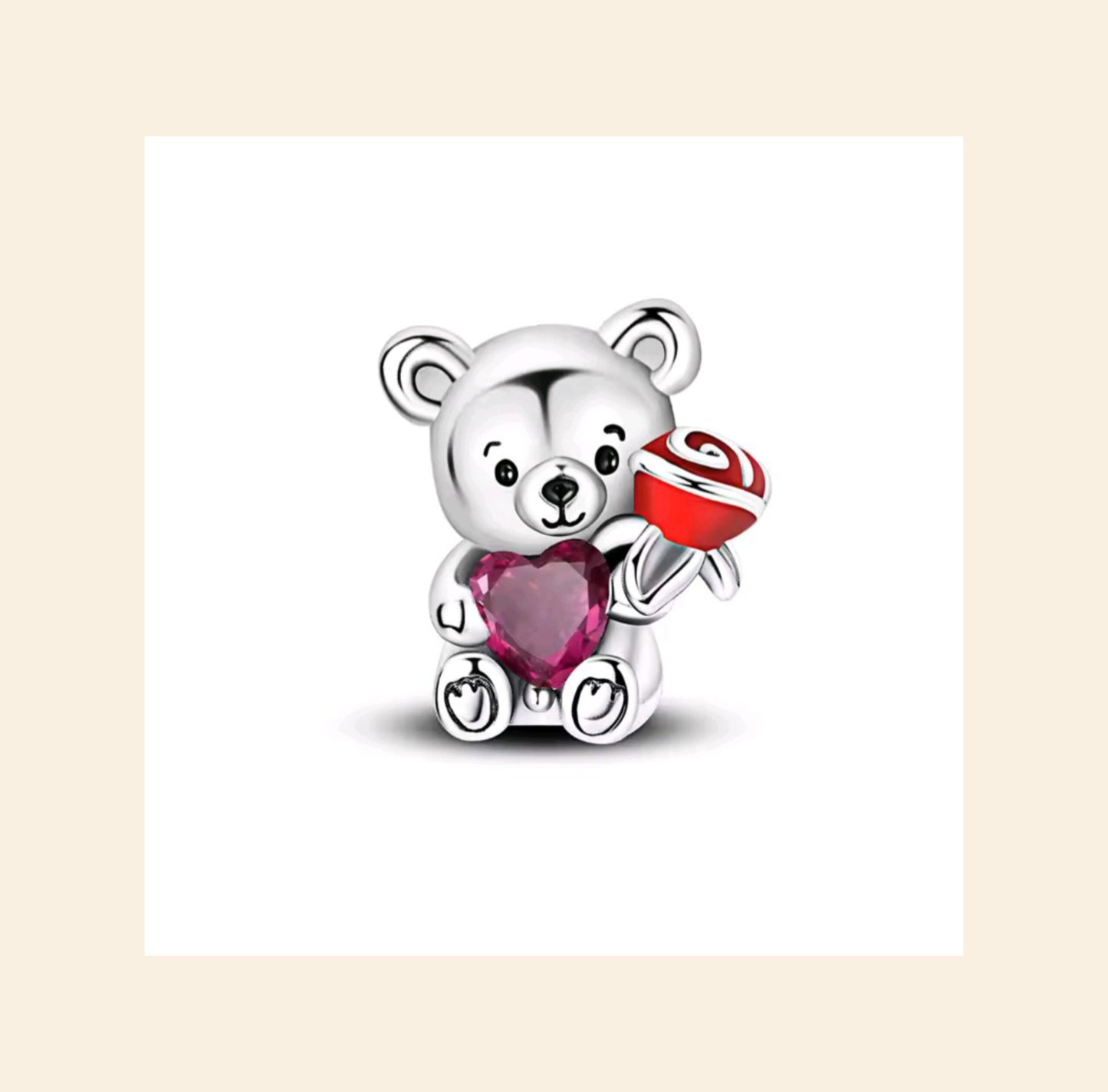 Charm colgante Oso Rosa
