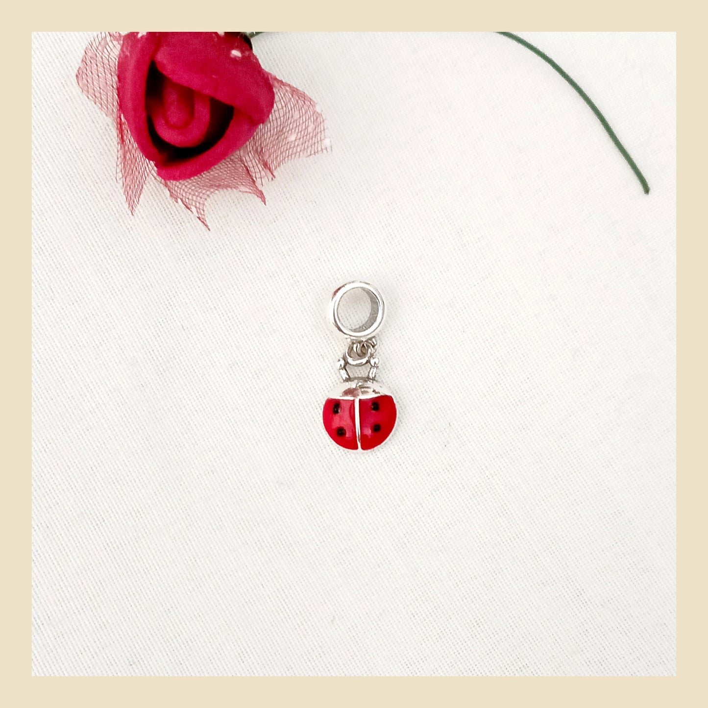 Charm Mariquita roja plata