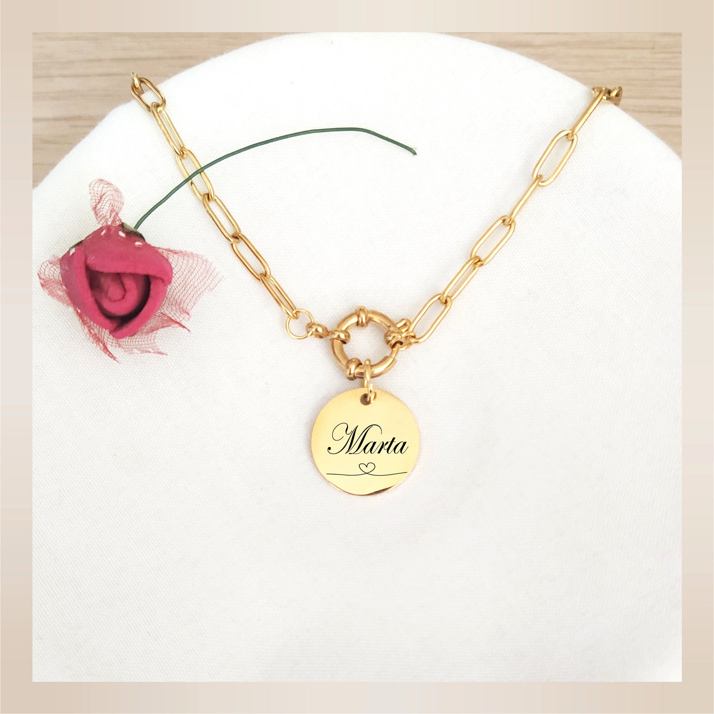 Collar moderno placa personalizado acero