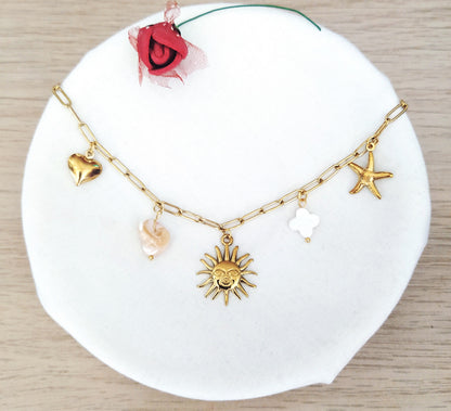 Collar colgantes Sol-Verano acero