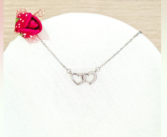 Collar Doble Corazón brillante