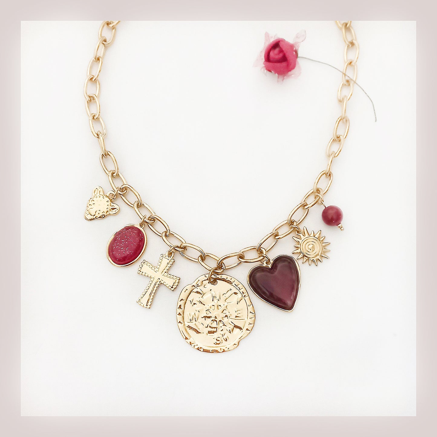 Collar colgantes granates acero