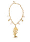 Collar largo Raspa y perlas acero