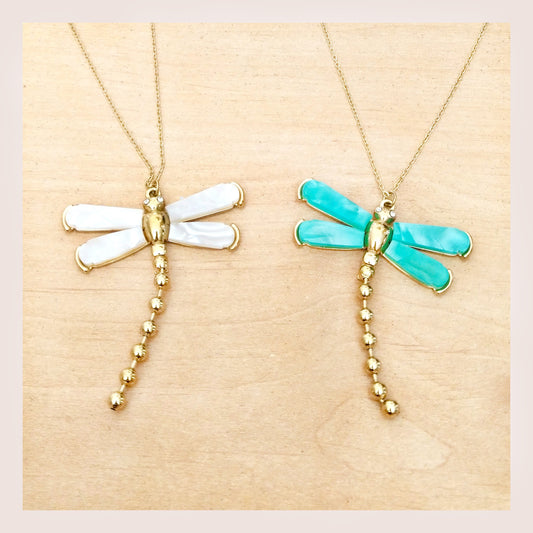 Collar Libélula nácar acero