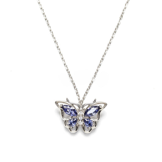 Collar Mariposa verde plata