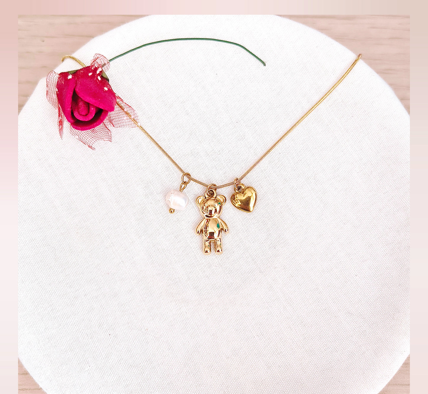 Collar Oso Corazón acero
