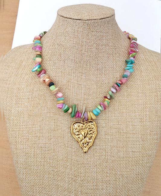 Collar Multicolor Corazón acero