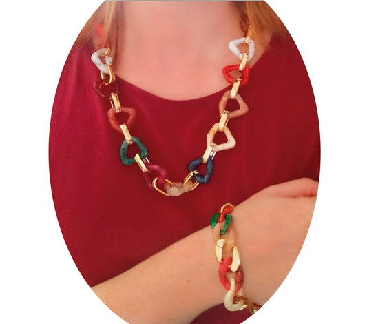 Conjunto collar y pulsera multicolor Rita