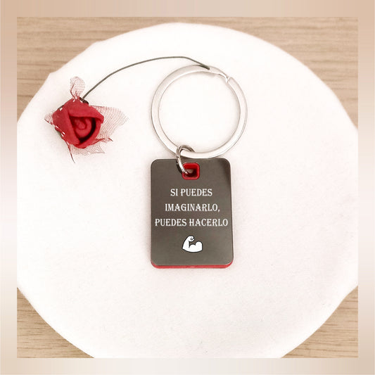 Llavero Cuadrado bicolor grabado