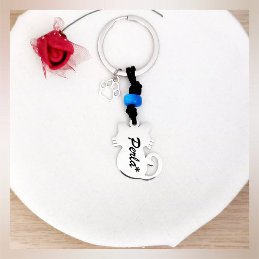 Llavero personalizado Gato acero