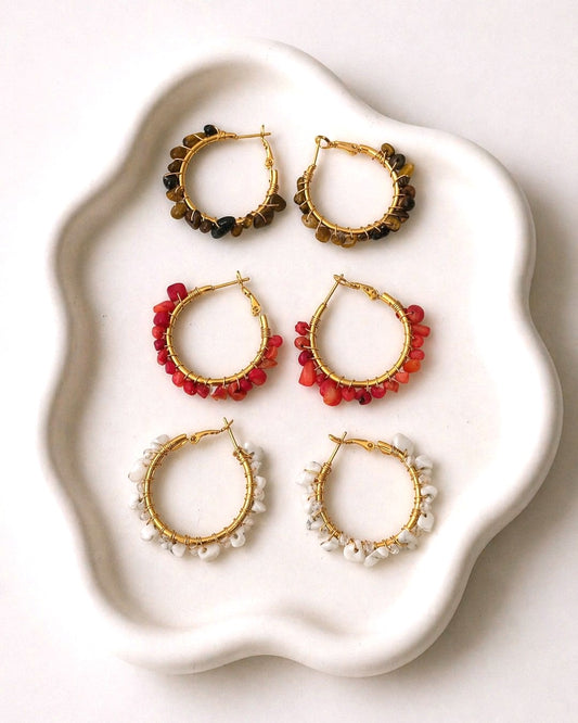Pendientes Aros piedras acero
