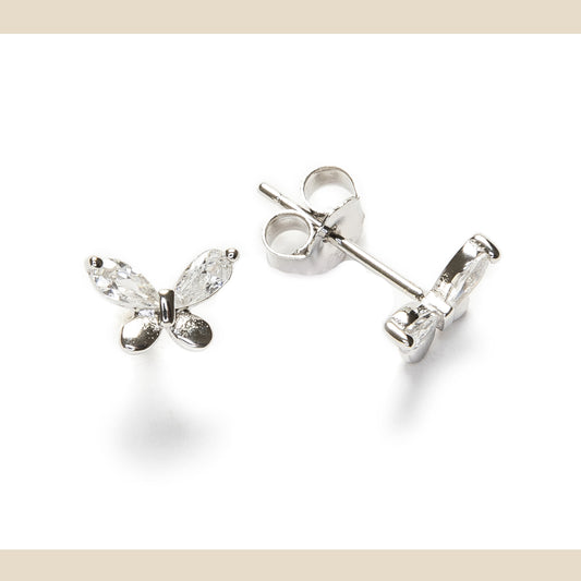 Pendientes mini Mariposa cristal plata