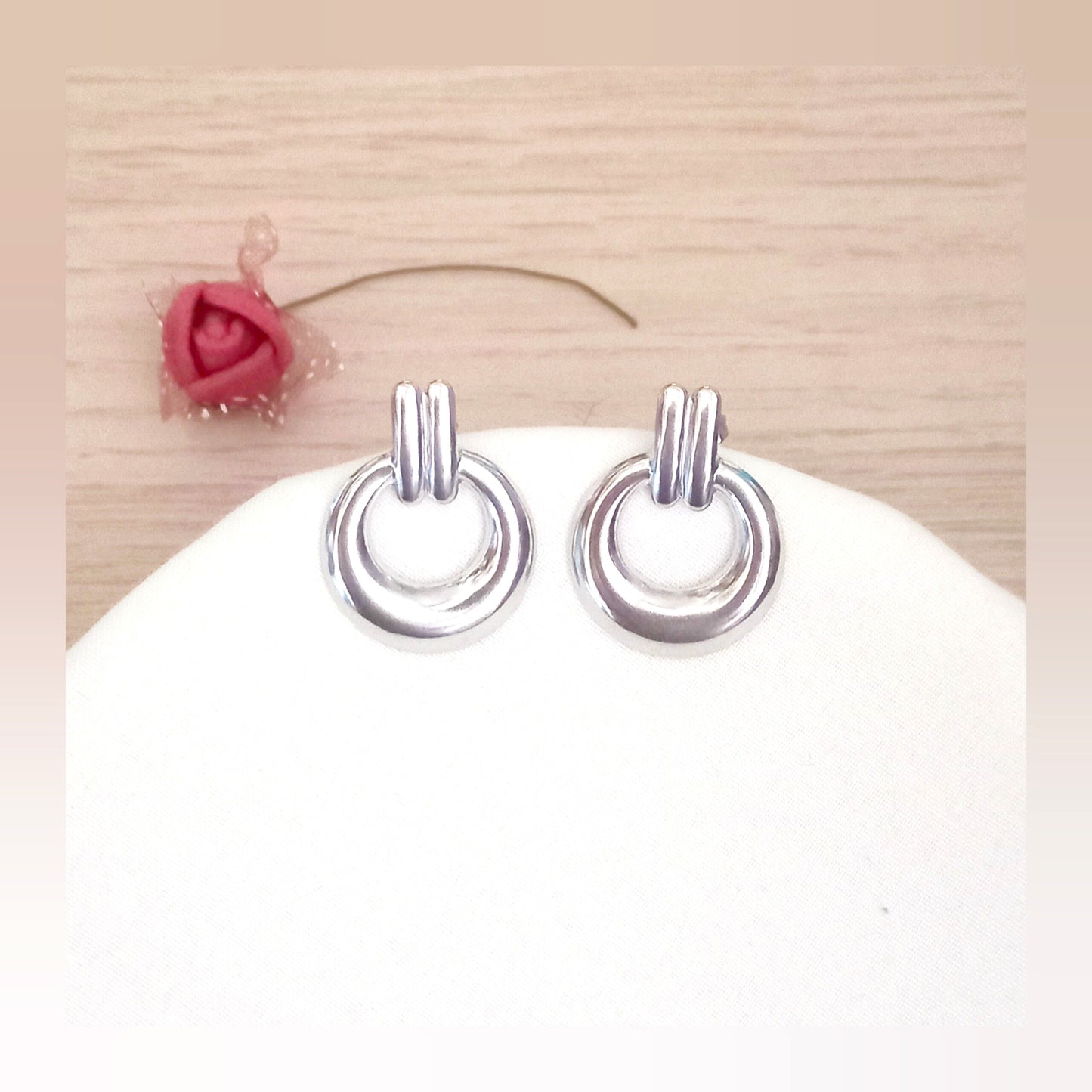 pendientes largos circulo acero para eventos