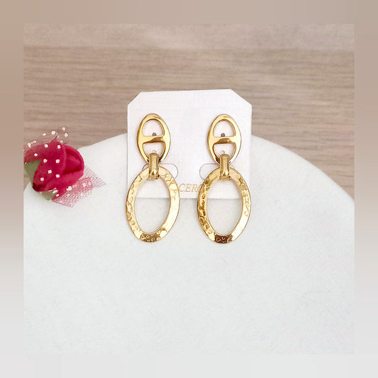 Pendientes largos café acero