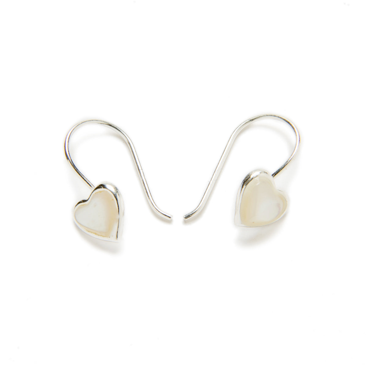 Pendientes Corazón nácar plata