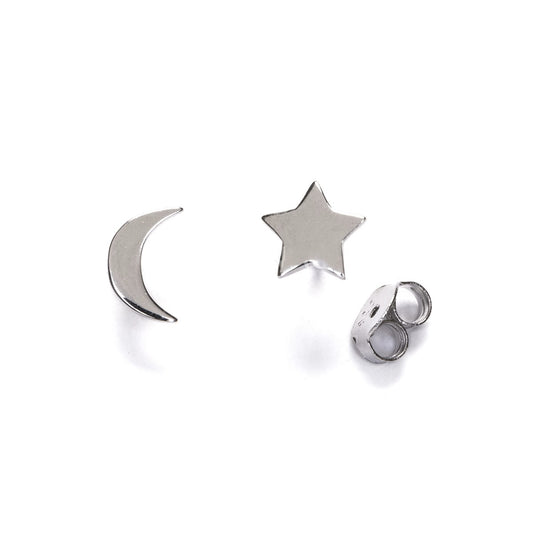 Pendientes Luna y Estrella plata