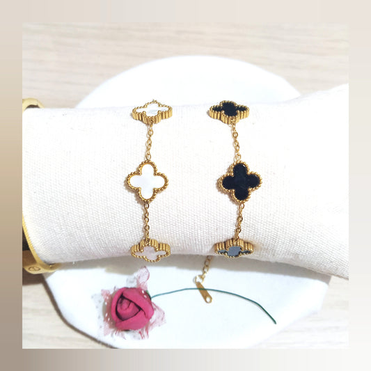 Pulsera 5 tréboles acero