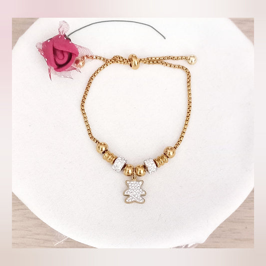 Pulsera Oso brillante acero