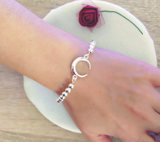 Pulsera Luna y bolas Plata