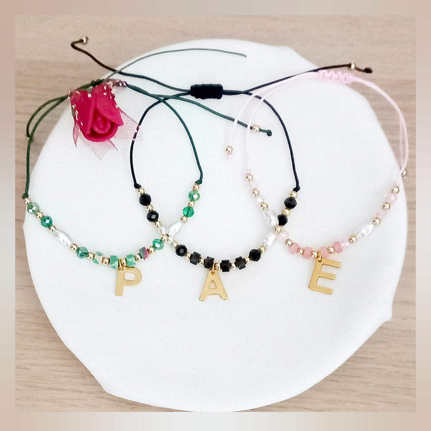 Pulsera bolitas inicial acero