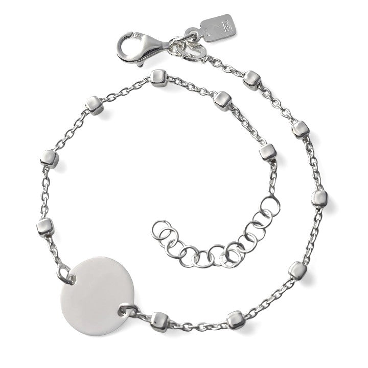 Pulsera cuadritos Inicial plata