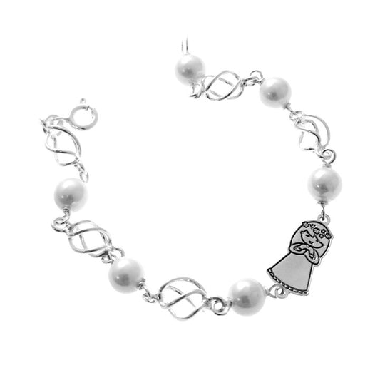 Pulsera perlas niña comunión plata