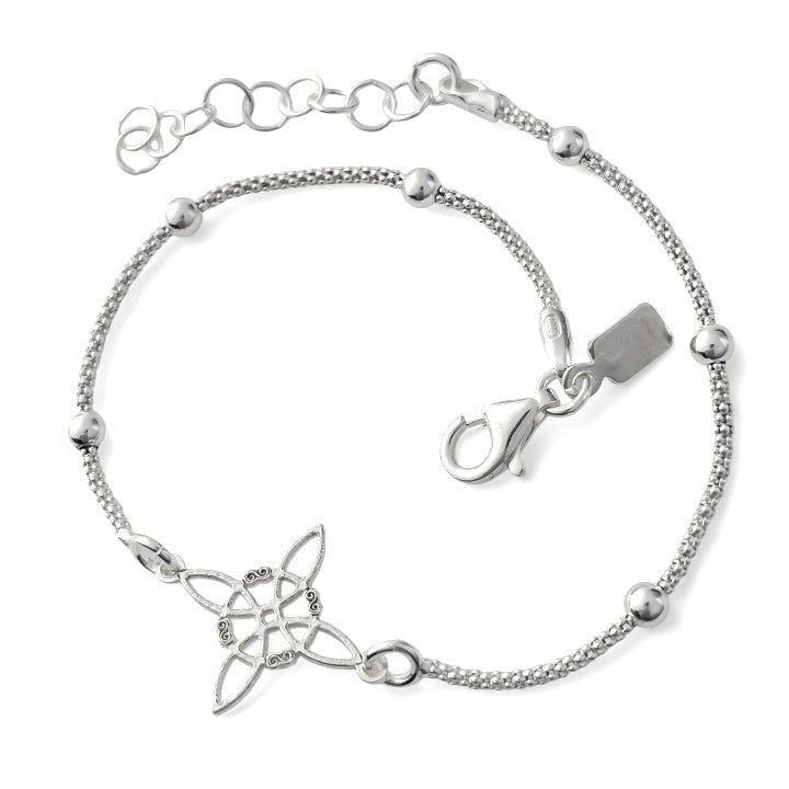 Pulsera Nudo Bruja y bolitas plata