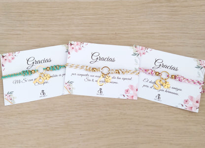 Pulsera Candy inicial + trébol acero
