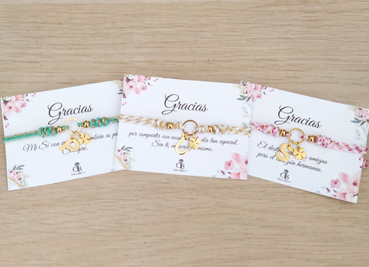 Pulsera Candy inicial + trébol acero