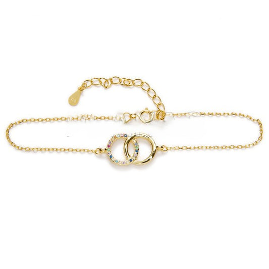 Pulsera Doble Círculo circonitas plata